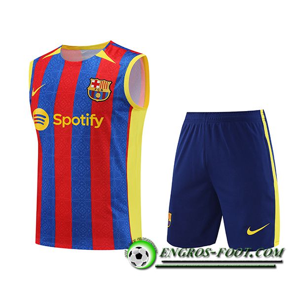 Ensemble Training Debardeur + Shorts FC Barcelone Rouge/Bleu 2023/2024 -03