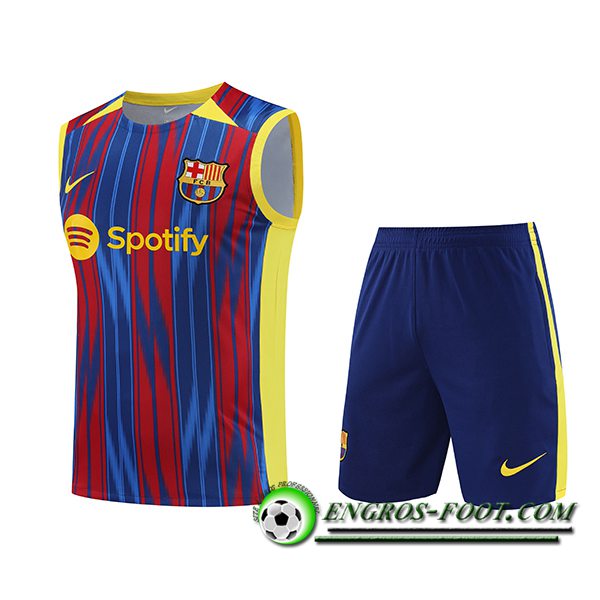 Ensemble Training Debardeur + Shorts FC Barcelone Rouge/Bleu 2023/2024 -02