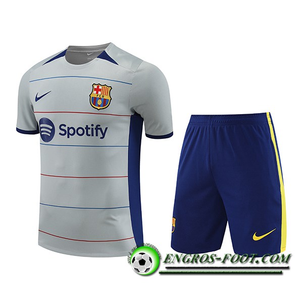 Ensemble Training T-Shirts + Shorts FC Barcelone Gris 2023/2024 -03