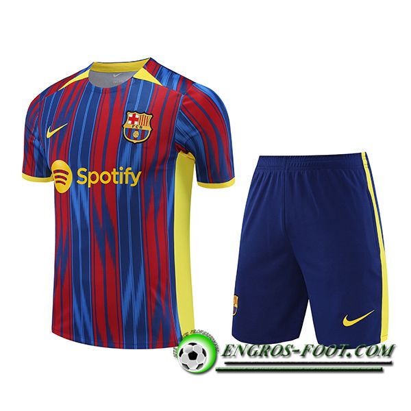 Ensemble Training T-Shirts + Shorts FC Barcelone Rouge/Bleu 2023/2024