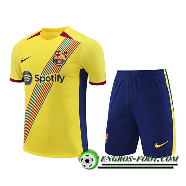 Ensemble Training T-Shirts + Shorts FC Barcelone Jaune 2023/2024 -02