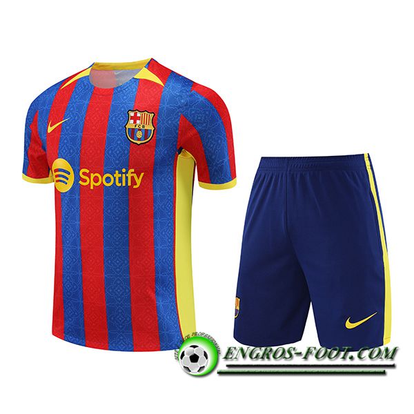 Ensemble Training T-Shirts + Shorts FC Barcelone Rouge/Bleu 2023/2024 -02