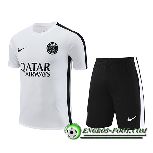 Ensemble Training T-Shirts + Shorts PSG Blanc 2023/2024 -05