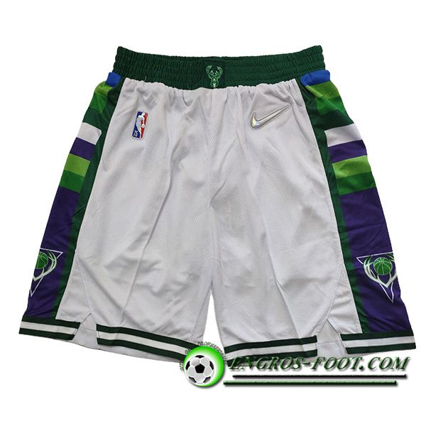 Shorts NBA Milwaukee Bucks 2023/24 Blanc/Vert