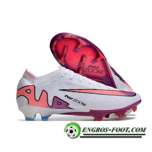 Nike Chaussures de Foot AIR Zoom Mercurial Vapor 15 Elite XXV FG Blanc/Rose/Bleu