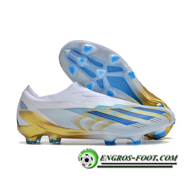 Adidas Chaussures de Foot X CRAZYFAST.1 LL FG Blanc/Bleu/Jaune