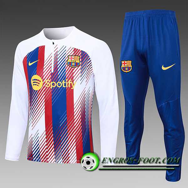 Ensemble Survetement de Foot FC Barcelone Enfant Rouge/Bleu 2023/2024