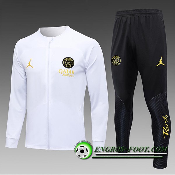 Ensemble Survetement de Foot - Veste Jordan PSG Enfant Blanc 2023/2024