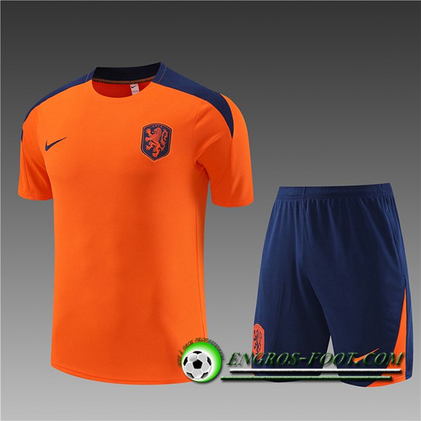 Ensemble Training T-Shirts + Shorts Pays-Bas Enfant Orange 2023/2024