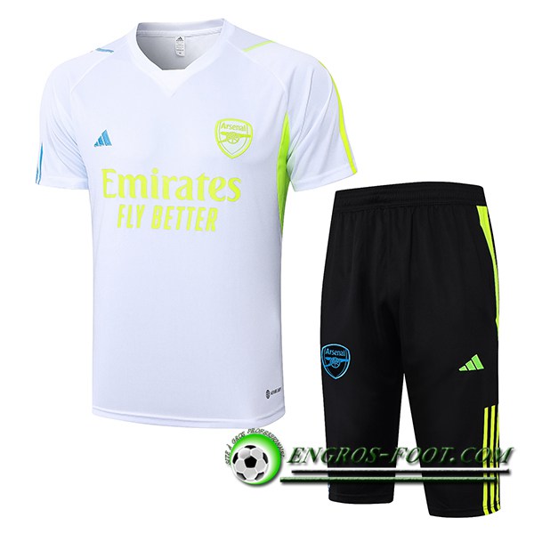 Ensemble Training T-Shirts + Shorts Arsenal Blanc 2023/2024