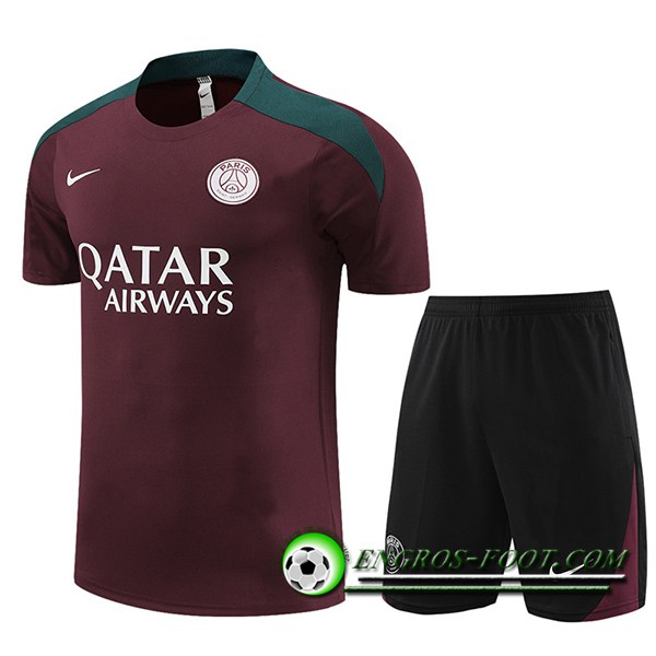 Ensemble Training T-Shirts + Shorts PSG Rouge 2023/2024