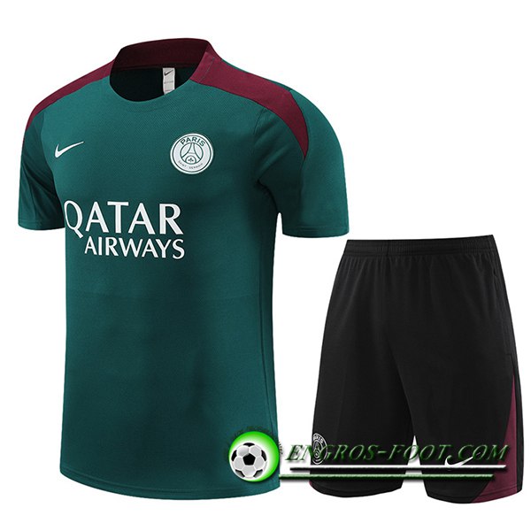 Ensemble Training T-Shirts + Shorts PSG Vert 2023/2024