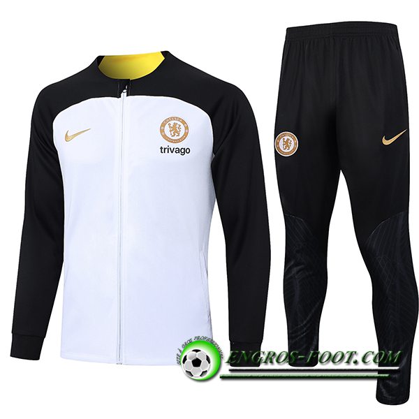 Ensemble Survetement de Foot - Veste FC Chelsea Blanc 2023/2024