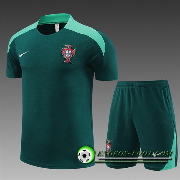 Ensemble Training T-Shirts + Shorts Portugal Enfant Vert 2023/2024