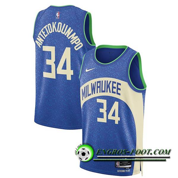 Maillot Milwaukee Bucks (ANTETOKOUNMPO #34) 2023/24 Bleu/Blanc