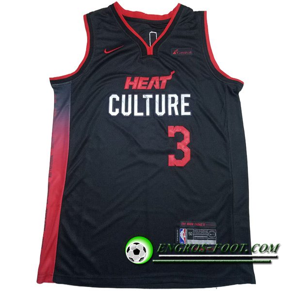 Maillot Miami Heat (WADE #3) 2023/24 Noir/Rouge