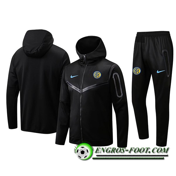 Ensemble Survetement Veste A Capuche Coupe-Vent Inter Milan Noir 2023/2024