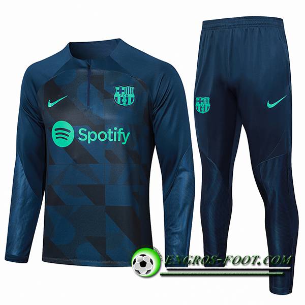 Ensemble Survetement de Foot FC Barcelone Bleu/Vert 2023/2024