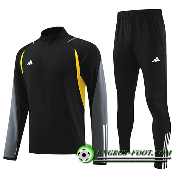 Ensemble Survetement de Foot Adidas Noir/Gris/Jaune 2023/2024