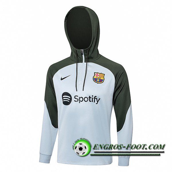 Sweatshirt Training Capuche FC Barcelone Blanc/Vert 2023/2024