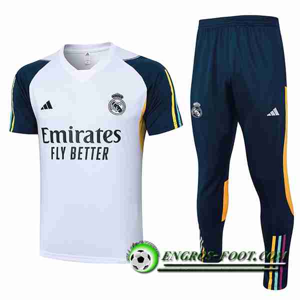 Ensemble Polo Foot Real Madrid Blanc/Bleu 2023/2024