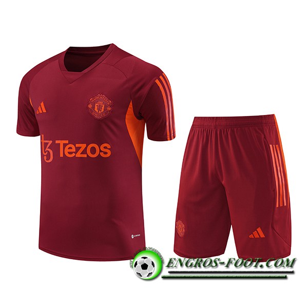 Ensemble Training T-Shirts + Shorts Manchester United Rouge 2023/2024 -03