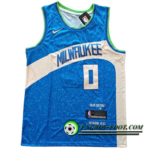 Maillot Milwaukee Bucks (LILLARD #0) 2023/24 Bleu/Blanc