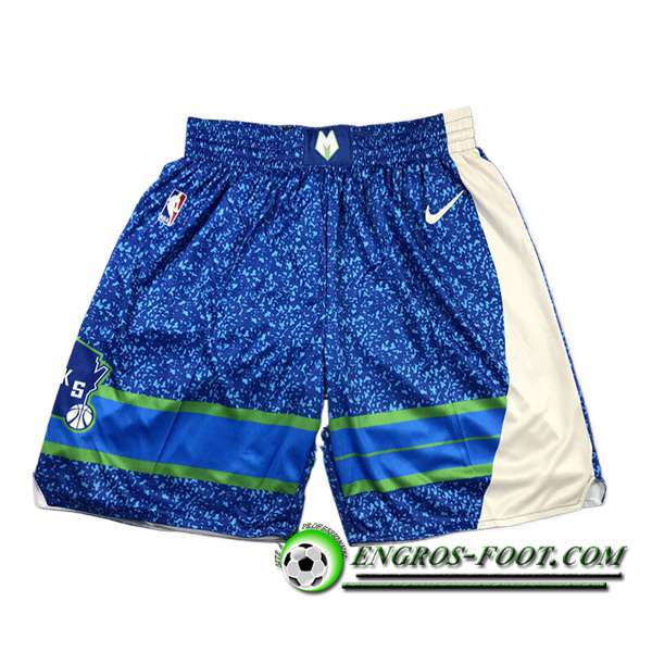 Shorts NBA Los Milwaukee Bucks 2023/24 Bleu/Blanc