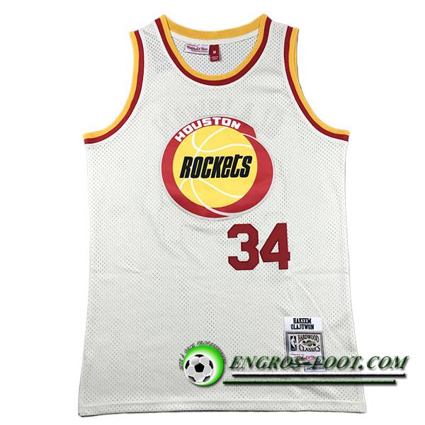 Maillot Houston Rockets (OLAJUWON #34) 2023/24 Blanc/Jaune/Rouge