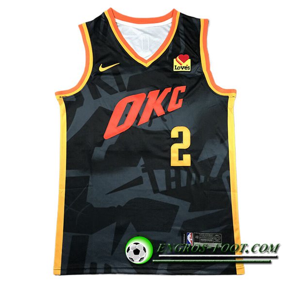 Maillot Oklahoma City Thunder (GILGEOUS-ALEXANDER #2) 2023/24 Noir/Rouge/Jaune