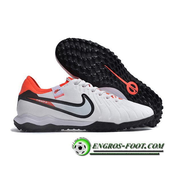 Nike Chaussures de Foot Tiempo Legend X PRO TF Blanc/Noir/Orange