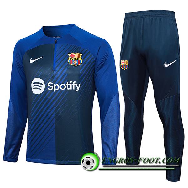 Ensemble Survetement de Foot FC Barcelone Blanc/Noir 2023/2024