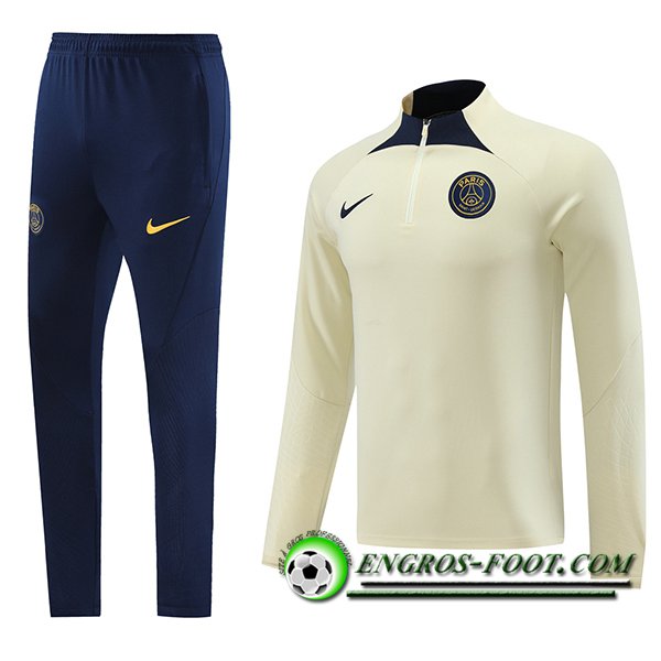 Ensemble Survetement de Foot PSG Beige/Bleu 2023/2024