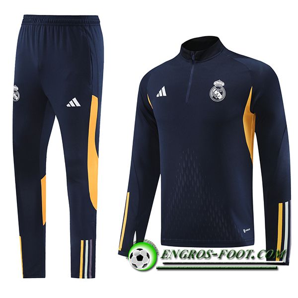 Ensemble Survetement de Foot Real Madrid Bleu/Jaune 2023/2024