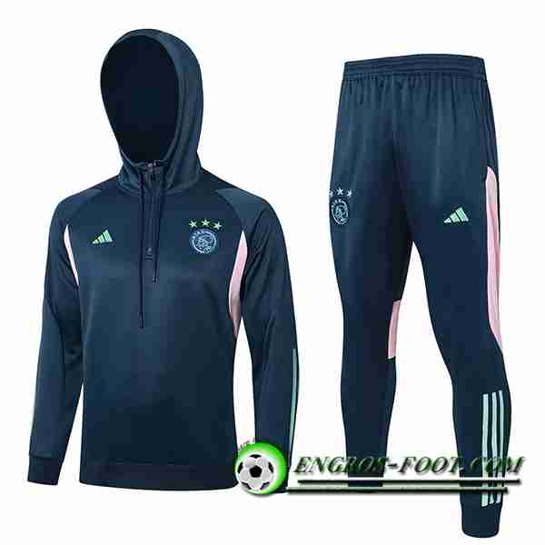 Ensemble Survetement Veste A Capuche Ajax Bleu/Rose/Vert 2023/2024