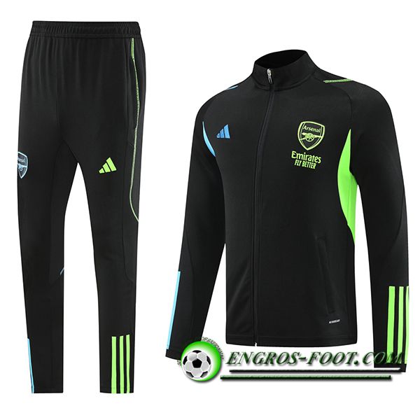 Ensemble Survetement de Foot Veste Foot Arsenal Noir/Vert 2023/2024