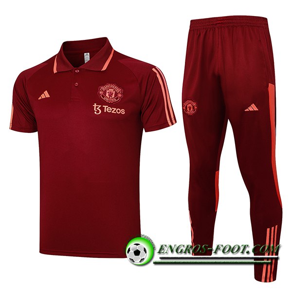 Ensemble Polo Foot Manchester United Rouge 2023/2024