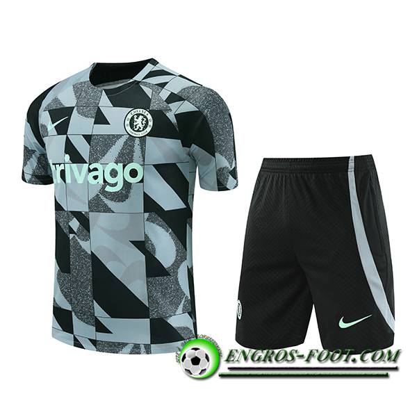 Ensemble Training T-Shirts + Shorts FC Chelsea Vert/Noir/Gris 2023/2024