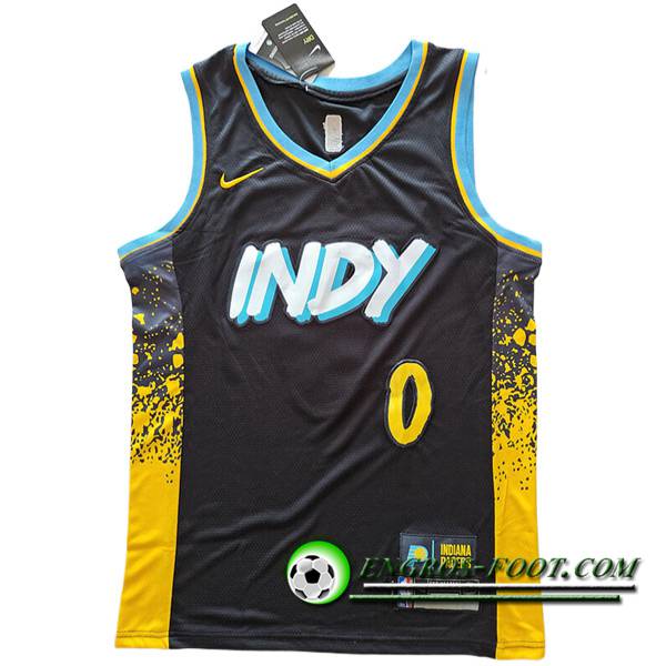 Maillot Indiana Pacers (HALIBURTON #0) 2023/24 Noir/Jaune -04