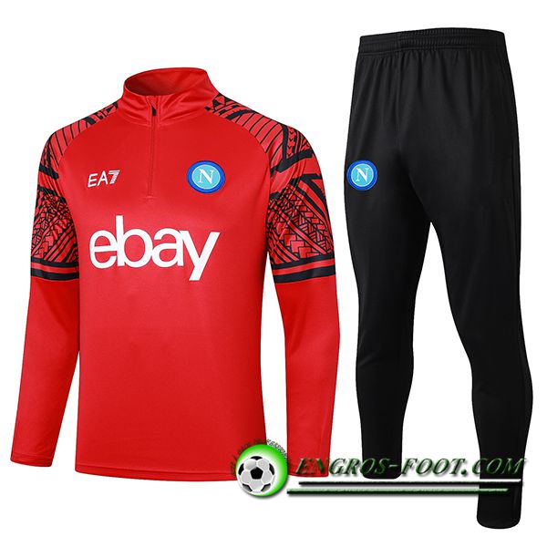 Ensemble Survetement de Foot SSC Naples Rouge/Noir 2023/2024