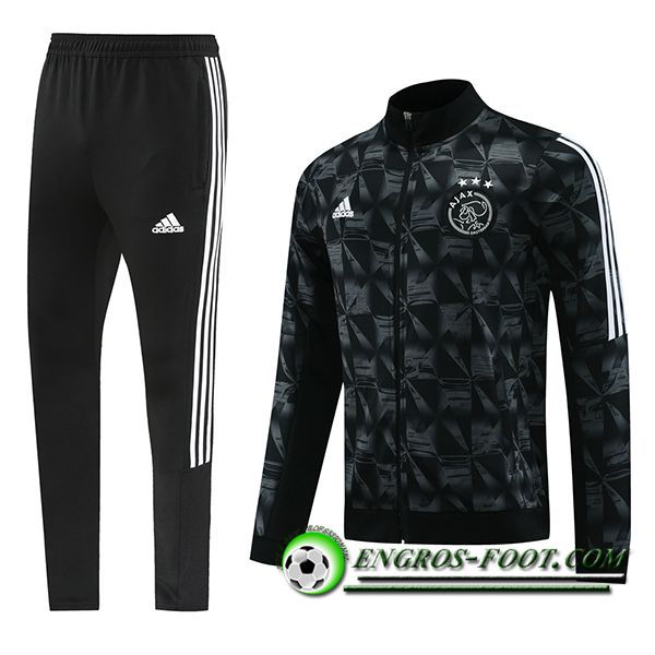 Ensemble Survetement de Foot Veste Foot Ajax Noir/Gris 2023/2024