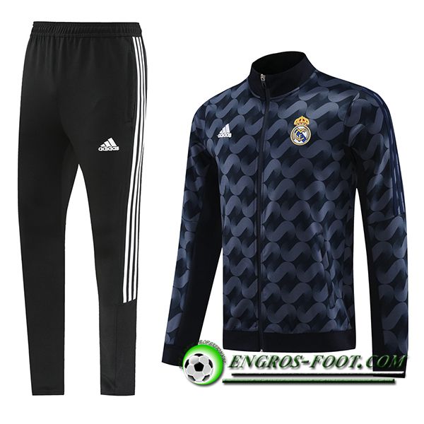 Ensemble Survetement de Foot Veste Foot Real Madrid Noir/Bleu 2023/2024