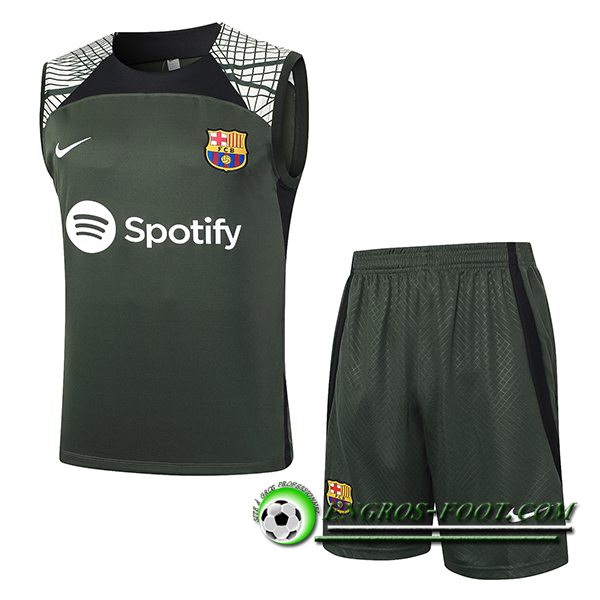 Ensemble Training Debardeur + Shorts FC Barcelone Vert 2023/2024 -04