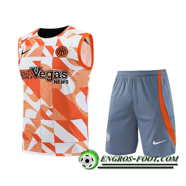 Ensemble Training Debardeur + Shorts Inter Milan Blanc/Orange/Gris 2023/2024