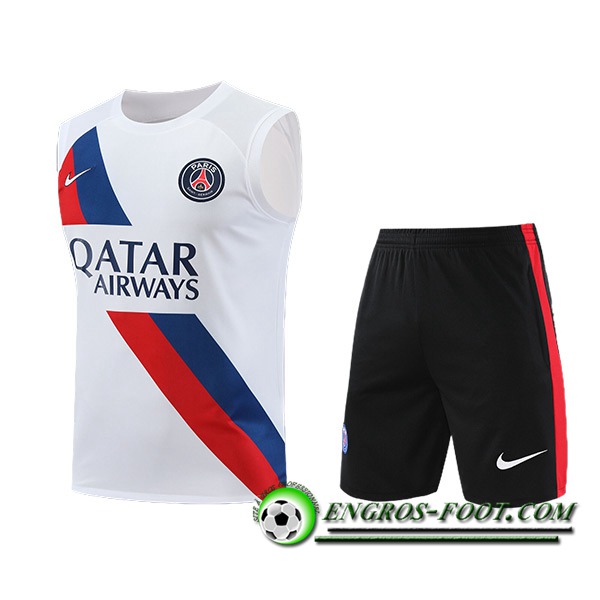 Ensemble Training Debardeur + Shorts PSG Blanc/Noir/Rouge/Bleu 2023/2024