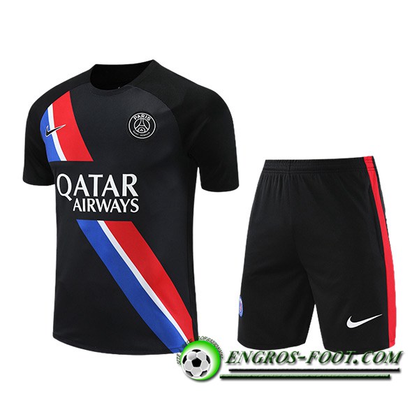 Ensemble Training T-Shirts + Shorts PSG Noir/Rouge/Bleu 2023/2024