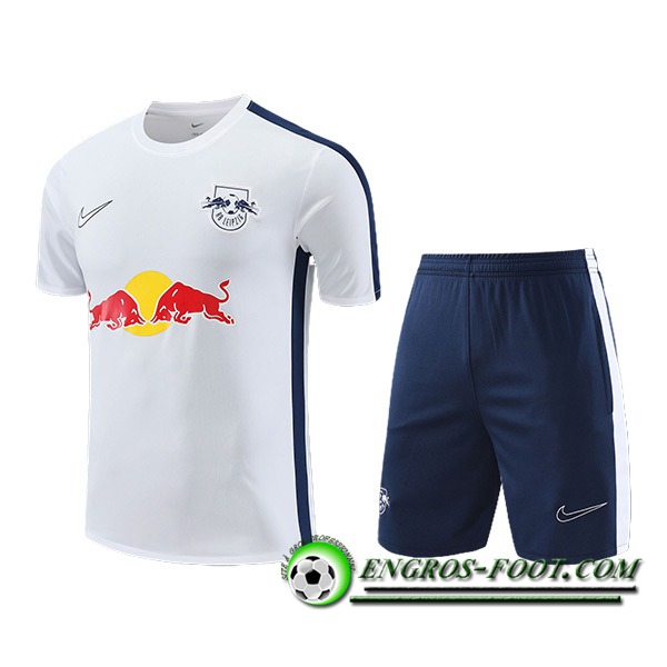 Ensemble Training T-Shirts + Shorts RB Leipzig Blanc/Bleu 2023/2024