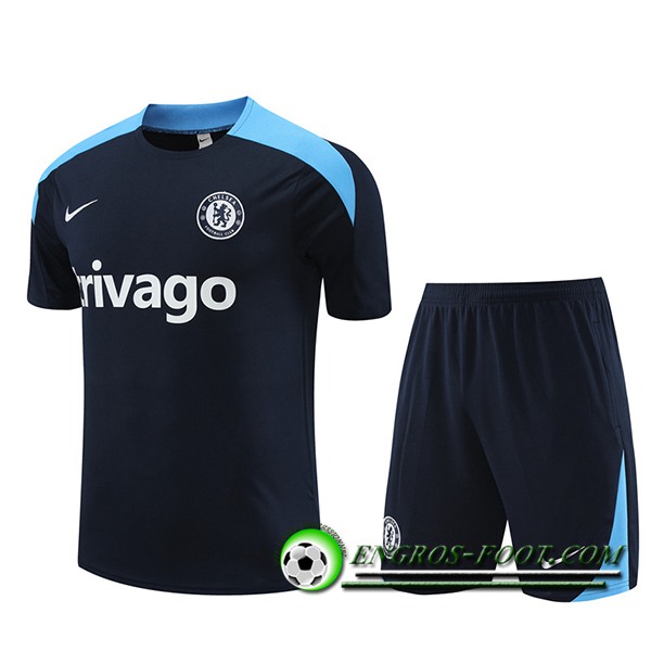 Ensemble Training T-Shirts + Shorts FC Chelsea Noir/Bleu 2023/2024