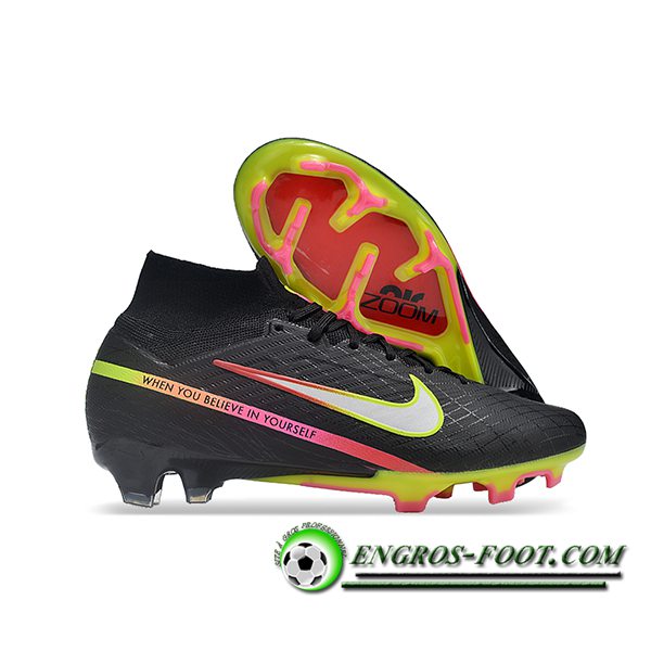 Nike Chaussures de Foot Zoom Superfly 9 Elite MR FG Noir/Vert/Rose