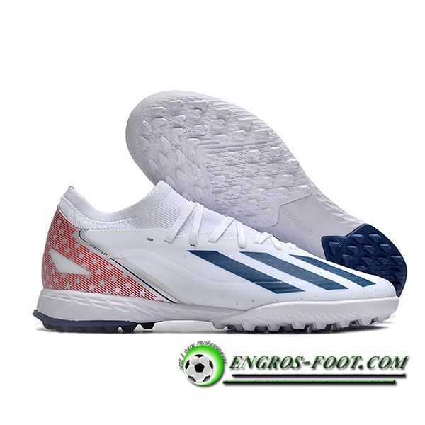 Adidas Chaussures de Foot X CRAZYFAST.3 TF BOOTS Blanc/Bleu/Rouge